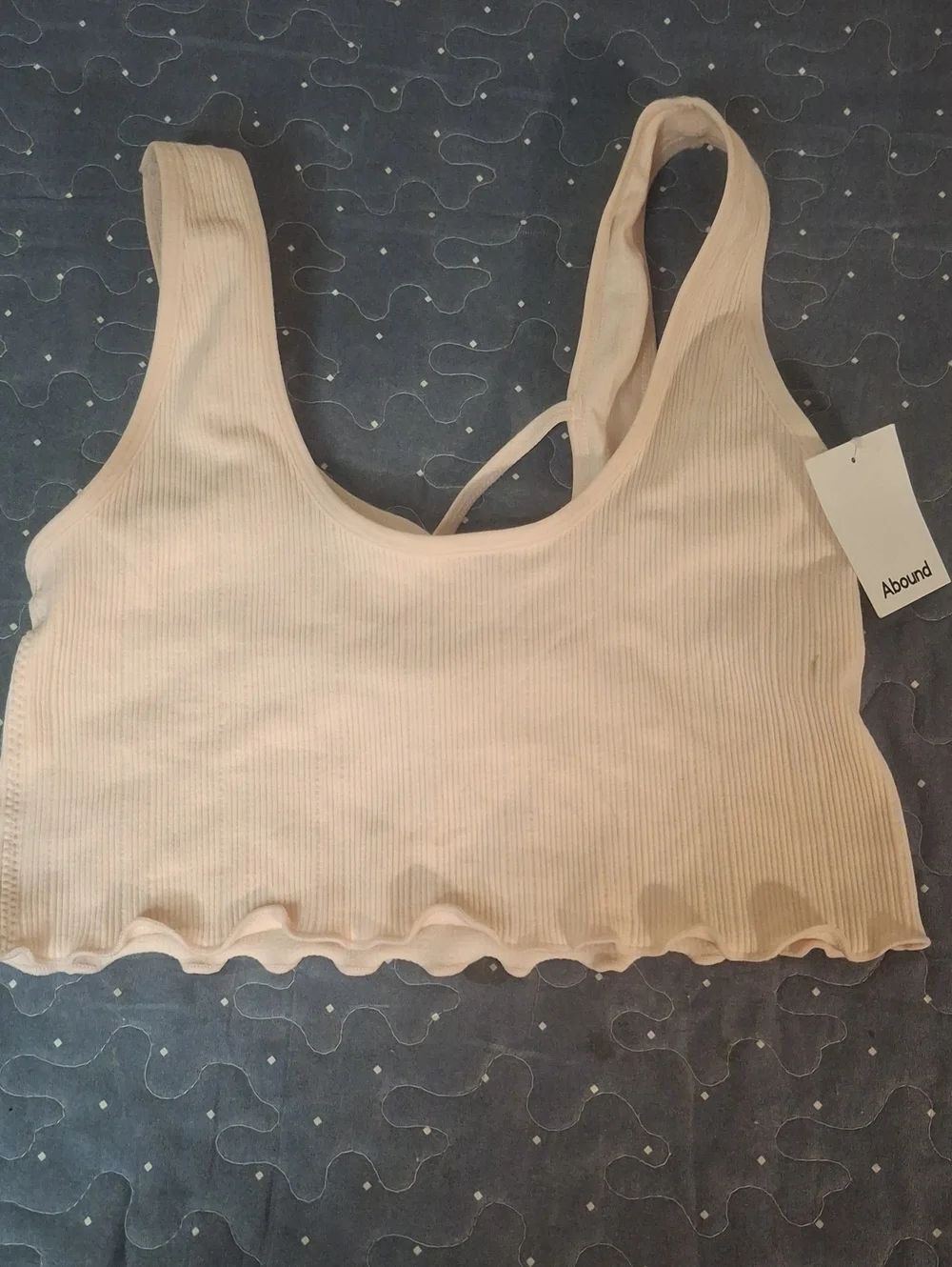 Abound Light Pink Ribbed Scoop Bralette with Scalloped Hem Size Medium NWT